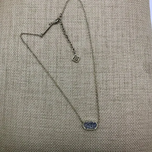 Kendra Scott Elisa Black Druzy Gold Tone Chain Necklace - Picture 4 of 8